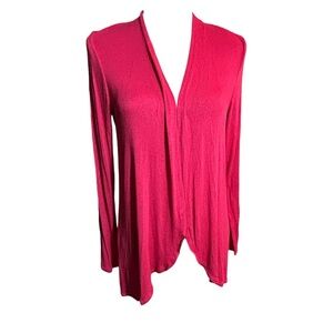 J. Jill Coral Red Rayon Open Longsleeve Cardigan Wearever Collection Size Small